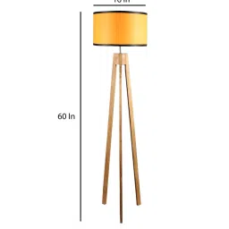 sapphire Aera Orange Fabric Shade Tripod Floor Lamp With Wood Base image 5