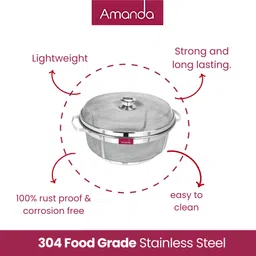 Amanda Deluxe Basket with LID | Fruits & Vegetables | 304 Food Grade Stainless Steel Fruit & Vegetable Basket image 3