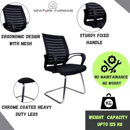 m.g enterprises Office Visitor Chair Fixed Stand Chair Study Chair Teak Wood Workstation Chair Mesh Office Conference Chair image 2