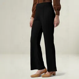 lookskky Pack of 2 Women Loose Fit Black, Grey Viscose Rayon Trousers image 3