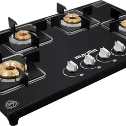 maplin Combo of Auto Ignition Gas Cooktop GH4B and W90 (90cm) Auto Clean Wall Mounted Black 1400 CMH Chimney image 4