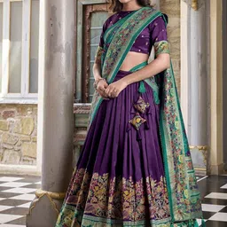 shringarhouse Embroidered, Floral Print, Geometric Print, Digital Print Semi Stitched Lehenga Choli image 1