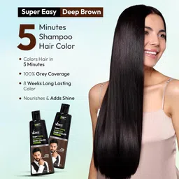 vcare Super Eazzy Shampoo Hair Color Deep Brown | No Ammonia & Paraben | Hair Care , (Brown, 180ml) image 2