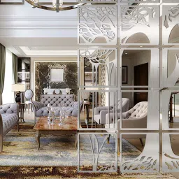 planet decor Static Silver Colour Acrylic Hanging Room Divider image 1