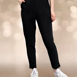 leewan Women Solid Black Track Pants-picture-15