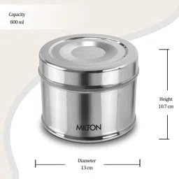 milton Steel Snack Stainless Steel Tiffin, 800 ml, Steel Plain 1 Containers Lunch Box image 4