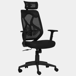 trevi furniture Spider Breathable Mesh Ergonomic Chair in Black Colour with Headrest image 3