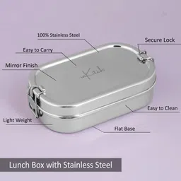 inkitch Rectangle Stainless Steel Lunch Box | Tiffin with Small Inner Steel Container 1 Containers Lunch Box image 3