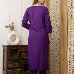 river of cloth Embroidery Straight Kurta Set Embroidered Kurta, Trouser/Pant & Dupatta Set image 2