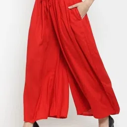 rangkriti Pack of 2 Women Loose Fit Red, Black Viscose Rayon Trousers image 2