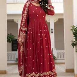 mat fashion Georgette Stitched Anarkali Gown image 1