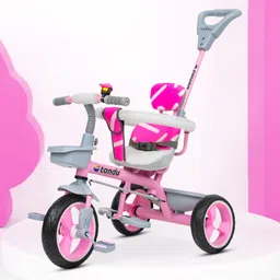 Plug N Play Kids/Baby Tricycle with Parental Control and Safety Guardrail 12 T (inch) Road Cycle-image-2