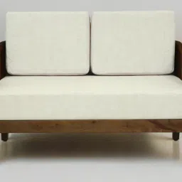 woodsworth from pepperfry Desna Sheesham Wood 2 Seater Sofa In Beige Colour image 1