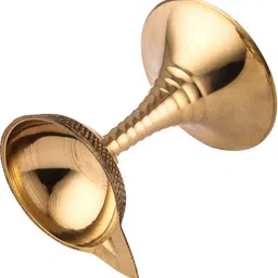 dokchan Handcrafted Pure Brass 6 Cm Akhand diya for home/office temple Brass (Pack of 2) Table Diya image 3