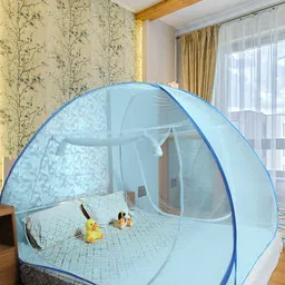 privine SIFRA Mosquito Net Premium Full Blue Polyester Washable Adults Mosquito Net image 2