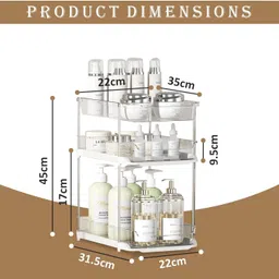 jd fresh Utensil Kitchen Rack 3 Tier Under Sink Organiser Vanity Countertop Storage Container Plastic image 2