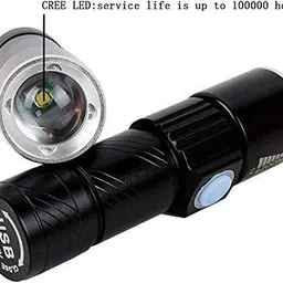 GLOWISH ZOOM IN ZOOM OUT LONG RANGE FAST RECHARGE POCKET FLASHLIGHT PACK OF 2 USB RECHARGEABLE BRIGHT LED USB ZOOM FLASHLIGHT Led Light image 3