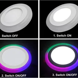 hbx LED Panel Light (6W) 3+3w Fan Box Down Light, 3D RGB Dual Color Jelly Light, 3 Ceiling Light Ceiling Lamp image 3