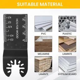 verilux Oscillating Tool Blades Set for Cutting and Scraping Wood Oscillating Tool Blades Set 5 Pack for Wood Saw Cutting Quick Change Universal Specialty Woodworking Bits Set image 3