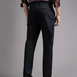 british club Men Slim Fit Black Pure Cotton Trousers image 2