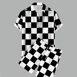 hasini fashion Men Night Suit Set White, Black Printed-picture-17
