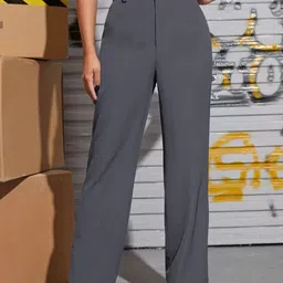fashion2wear Women Regular Fit Grey Lycra Blend Trousers-picture-11