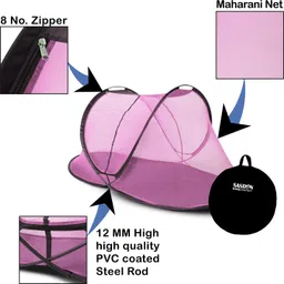 sasdan Polyester Adults Washable Verticle Zip Mosquito Net - L,B,H (7 x 7 x 4.6 ft) with High-Quality Zip Mosquito Net image 2