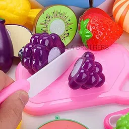 M2K HUB® Realistic Sliceable Vegetables and Fruits Cutting Play Toy Set, Cut in 2 Parts Fruits Kitchen Cutting-Board for Kids (12 pcs Fruit Set) image 3