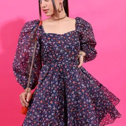 tokyo talkies Women Skater Multicolor Above Knee/Mid Thigh Length Dress-picture-15