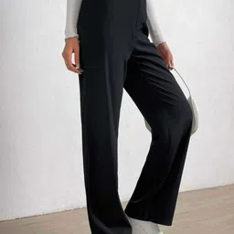 broadstar Women Loose Fit Black Lycra Blend Trousers-picture-36