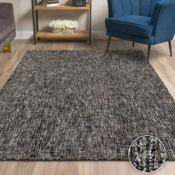 kaleen india Black & Brown Abstract Wool & Viscose 8 x 10 Feet Hand Tufted Carpet image 1