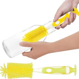 kuber industries Silicone Cleaning Bottle Brush with Detachable Baby Brush|Pack of 2|Yellow-picture-10