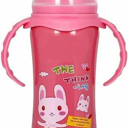 vizytric 3 in 1 Three Head Cartoon Baby Steel Feeding Bottle - 240 ml (Pink) - 240 ml image 1