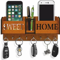 dheeraj creation Sweet Home Wooden Key Holder with Mobile, Pen Stand for Room Decor Wood Key Holder-picture-10