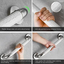 plantex 304 Grade Stainless Steel and ABS Plastic Grab Bar for Bathroom/Support Handle Shower Grab Bar image 2
