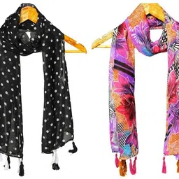 stolevilla Printed Chiffon Women Multicolor Scarf, Stole, Fancy Scarf-picture-40