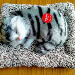 aperol design Sleeping Cute Cat Toy for Car & Home with Activated Carbon & Meow Sound Decorative Showpiece - 5 cm image 1