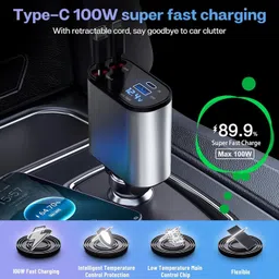 saztech 120 W Qualcomm Certified Turbo Car Charger image 3