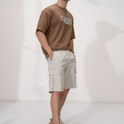 highlander Solid Men Grey Cargo Shorts image 3