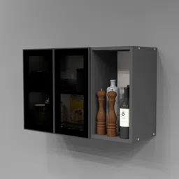 specialitypanels Aluminium Black Profile 2 Grey Tinted Glass handless shutters Wall Cabinet in Slate Grey Finish image 5