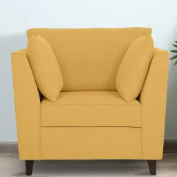 woodsworth from pepperfry Miranda Chenille Fabric 1 Seater Sofa In Camel Yellow Colour-picture-37
