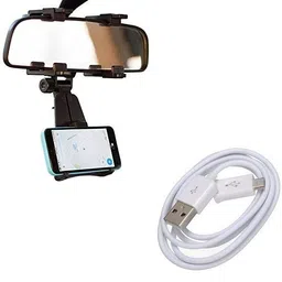 de autocare Set Of Universal Rear Mirror Mount Holder With, V8 Data Charging Cable Combo-picture-18