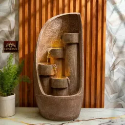 expleasia Tabletop Modern Bowl Water Fountain with Bamboo Finish-picture-40