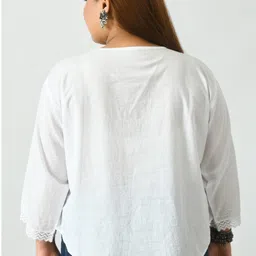 saakaa Casual Regular Sleeves Solid Women White Top image 2