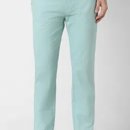 peter england Men Slim Fit Blue Cotton Blend Trousers-picture-20