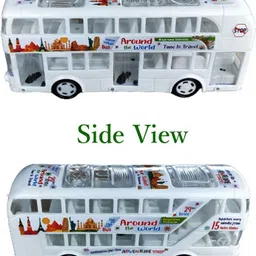 wasinat toys stores White Color Double Dacker Non Rechargeable Bus Toy for Kids image 4