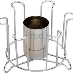 Stainless Steel Glass Stand Holder ( PREMUIM ) Stylish Stainless Steel Glass and Spoon Organiser for Glasses and Cutlery Glass Stand s s Glass Stand Stainless Steel Glass Holder-image-9