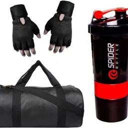 rocket sales Combo Of Gym Bag, Gym Gloves With Wrist And Spider Shaker (Red) Gym Kit For GYM Fitness Accessory Kit Kit-picture-32