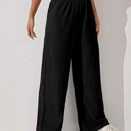 beastrends Women Loose Fit Black Cotton Blend Trousers-picture-35