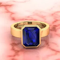 apsloose 10.25 Ratti 9.00 Crt Natural Blue Sapphire Neelam Gemstone Ring Brass Sapphire Gold Plated Ring image 2